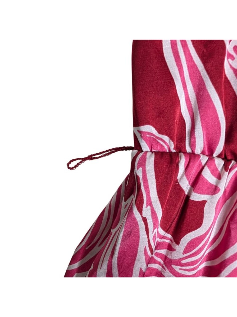 Nicole Miller New York Red Floral Wrap Midi Dress Size M Boho Cottage - Picture 15 of 16